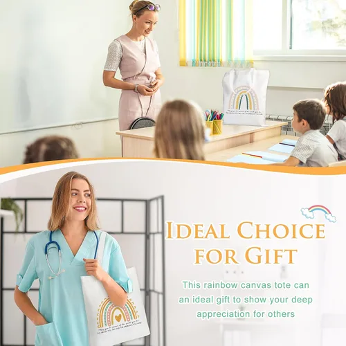 Miniatura 5 de Sadnyy 20 bolsas de lona arcoíris para profesores y empleados, regalo inspirador con cremallera para oficina, escuela
