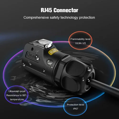Miniatura 4 de Conector impermeable RJ45, conector impermeable Ethernet Cat6 industrial, adaptador de doble puerto de aviación 8P8C, acoplador de señal