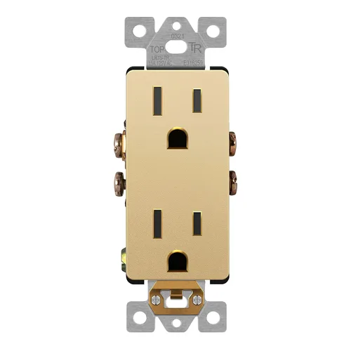 Miniatura 13 de LIDER LR15-TR-GD5P - Receptáculo decorativo mate c/tapa frontal intercambiable, tomacorriente a prueba de manipulaciones/niños, autoconexión a Dorado
