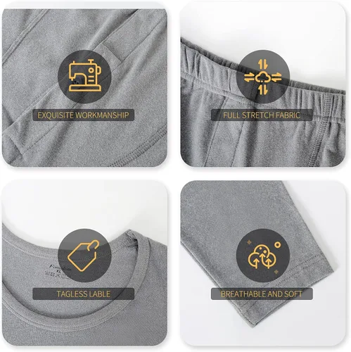 Miniatura 7 de Conjunto de ropa interior térmica para hombre, capa base de invierno, parte superior e inferior, ultra suave pantalones largos