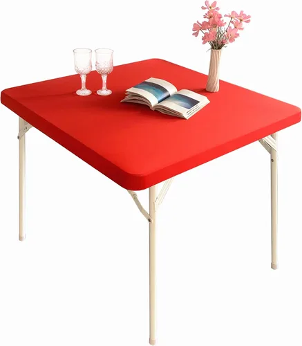 Miniatura 13 de Mantel elástico para mesa auxiliar de cóctel, ajustable de elastano, tamaño pequeño, para mesa auxiliar, 24 x 24 pulgadas, color beige