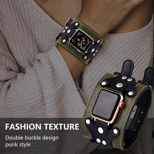 Miniatura 2 de VIQIV Correas de cuero compatibles con Apple Watch 38/40/41/42/44/45/1.929 in Series 9 8 7 6 5 4 SE Ultra Band para mujeres y hombres, correas