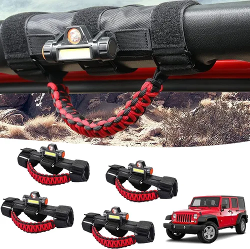 Miniatura 17 de GAIZON Paquete de 4 asas de agarre para Jeep Wrangler, accesorios Sahara Freedom Rubicon CJ YJ TJ JL JK LJ JLU JKU, Gladiator JT 1955-2023, Negro
