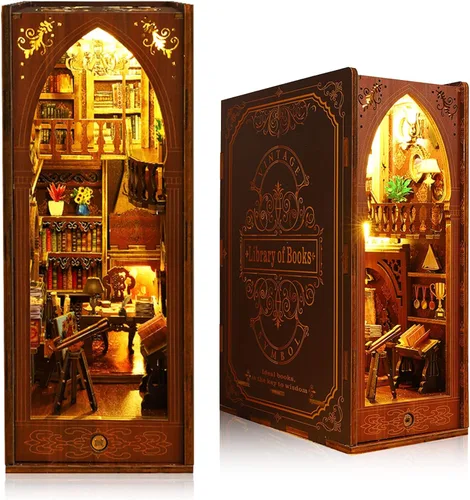 Kit de manualidades 3D para rincón de lectura - Kit de casa en miniatura para adultos, adolescentes y principiantes, estantería de biblioteca para