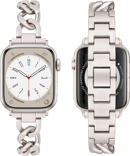 Miniatura 17 de Correas de metal para reloj para mujeres compatibles con Apple Watch para mujeres y hombres de 40 mm, 38 mm, 41 mm, 42 mm, 44 mm, 45 mm, 46 mm