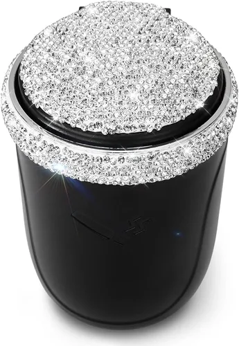 Miniatura 11 de SAVORI Cenicero de automóvil para mujeres y hombres, portavasos, portátil, sin humo, con indicador de luz LED azul, accesorios para automóvil (rosa)