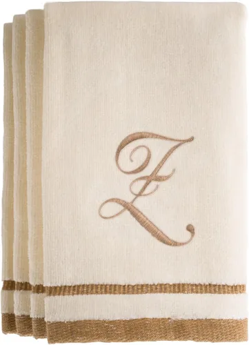 Miniatura 26 de Regalos con monograma, juego de 4 toallas de mano de 11 x 18 pulgadas bordadas en color dorado café, extra absorbente, 100% de algodón. Regalo