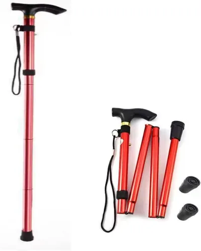 Miniatura 8 de Bastones de trekking, bastón plegable para hombres, mujeres, 5 engranajes plegables, organiza en la mochila, bastón de caminar con cuerda