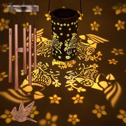Miniatura 4 de YHmall Campanillas de viento Cardinal para exteriores, luces colgantes solares, campanillas de viento al aire libre, regalos Cardinal para mujeres