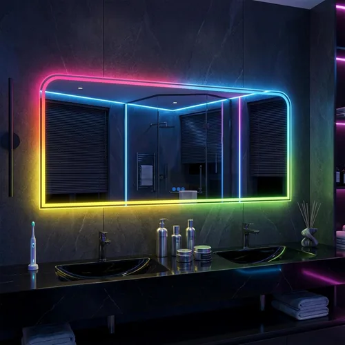 Miniatura 16 de Antok Espejo LED de baño, espejo LED con luces para baño, espejos de tocador iluminados para pared, antivaho, regulable, vidrio templado, función