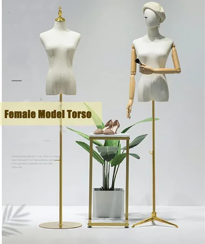 Miniatura 5 de Maniquí de forma de vestido, 27-51 pulgadas de altura ajustable, cuerpo de maniquí, cuerpo de maniquí de metal, modelo de torso, soporte para ropa