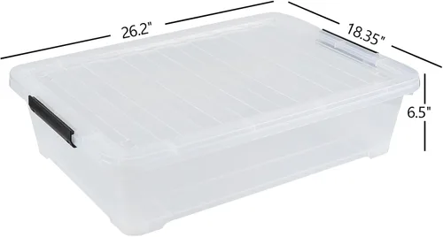 Miniatura 2 de 3 paquetes de 40 cuartos de galón de caja de almacenamiento grande debajo de la cama, contenedores de almacenamiento con ruedas debajo de la cama