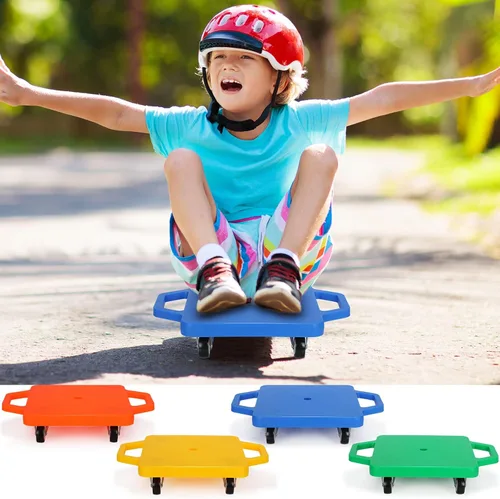 Miniatura 2 de Jerify 4 piezas de patinete deportivo con asas, ruedas de plástico, patineta para sentarse en el suelo, para niños, gimnasio, actividades en Colorido