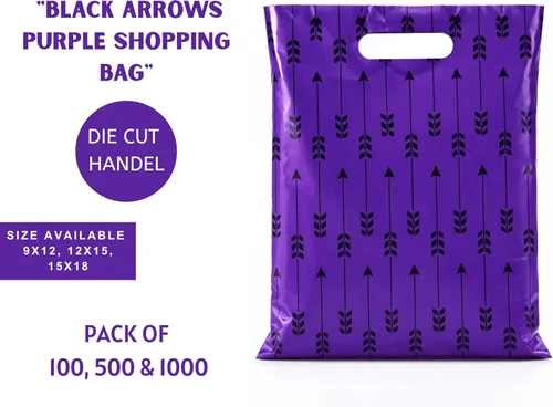 Miniatura 6 de Infinite Pack Bolsos de compras al por menor impresos reutilizables de la mercancía plástica para las boutiques, las tiendas y los centros Flechas