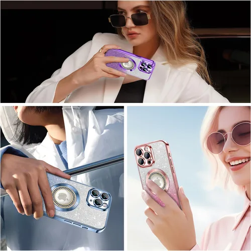 Miniatura 64 de Misscase Funda magnética con purpurina para iPhone 11 compatible con MagSafe, protección completa, delgada, a prueba de golpes, antiarañazos