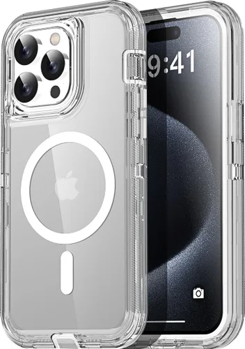 Miniatura 37 de AICase Funda transparente para iPhone 16e/13/iPhone 14, compatible con MagSafe 3 en 1, resistente protección contra caídas, cuerpo completo, a