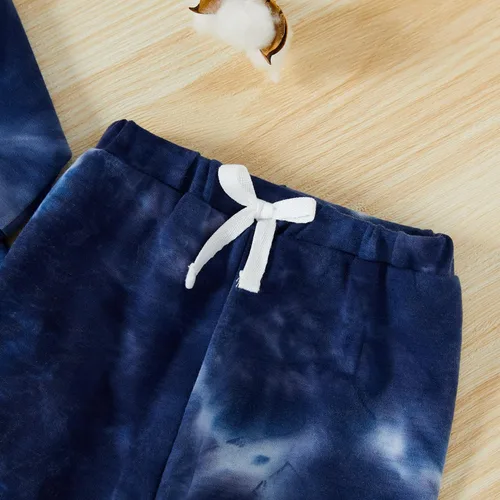 Miniatura 6 de GRNSHTS Conjunto de pantalones de teñido anudado para bebé, con capucha, bolsillo superior, pantalones largos, 2 piezas, ropa de otoño e invierno