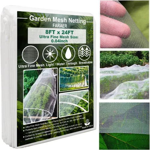Red de Malla Ultra Fina para Jardín, FARAER Cubiertas para Plantas 8'x24' Red de Jardín para Proteger Plantas Vegetales Frutas Flores Cultivos