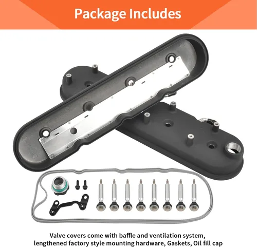 Miniatura 4 de Cubierta de válvula de motores de aluminio fundido con soportes de bobina compatible con GM LS LS1 LS2 LS3 LS6 5.3 6.0 - Negro