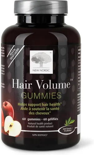 NEW NORDIC - Gomitas de volumen para el cabello | Gomitas de suplemento capilar para mujeres con biotina | Apoyo diario para el bienestar del