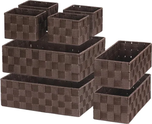 Miniatura 13 de Posprica Caja de almacenamiento tejida, cubo, cesta, contenedor, organizador divisor para cajón, armario, estante, aparador (blanco)