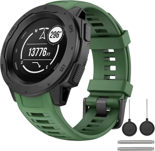 Miniatura 13 de OVERSTEP Correa de repuesto para Garmin Instinct, silicona suave, compatible con Garmin Instinct 2, Solar, Tactical, Crossover, amarillo ámbar