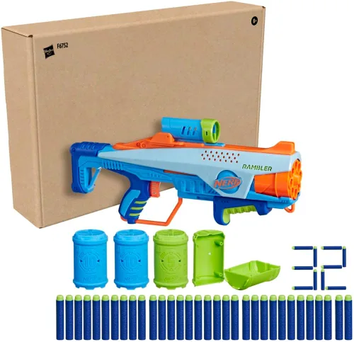 Miniatura 3 de Elite Junior Rookie Pack, lanzador de espuma de juguete fácil de jugar, 32 dardos Nerf Elite, 4 objetivos, Nerf Blasters para juegos al aire libre