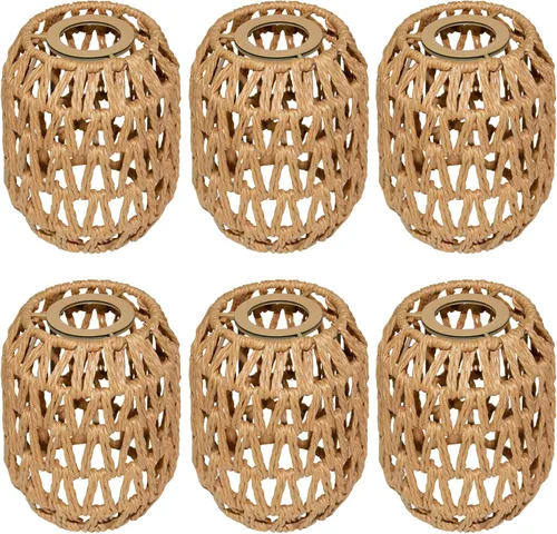 Miniatura 17 de Paquete de 3 pantallas de lámpara de ratán bohemias, pantallas de lámpara colgantes para lámparas de pie, lámparas colgantes de ratán, lámpara