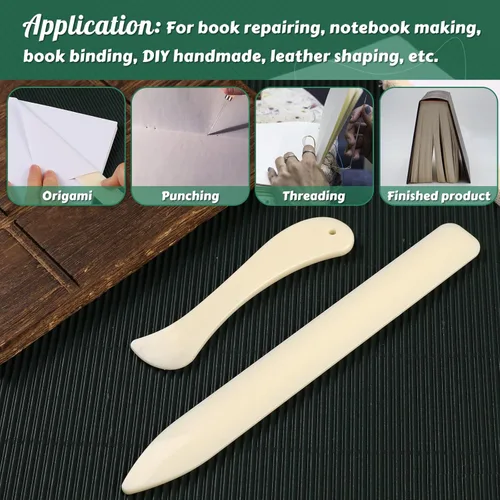 Miniatura 5 de WONVOC Kit de encuadernación de libros, kit de fabricación de libros, herramienta de carpeta de huesos para manualidades de papel, herramienta