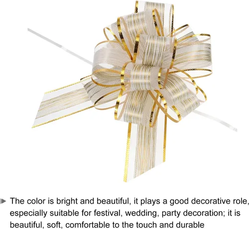 Miniatura 4 de MECCANIXITY 20 lazos grandes de 7 pulgadas para envolver regalos, cinta de organza color blanco crema para cestas de boda, regalos de fiesta