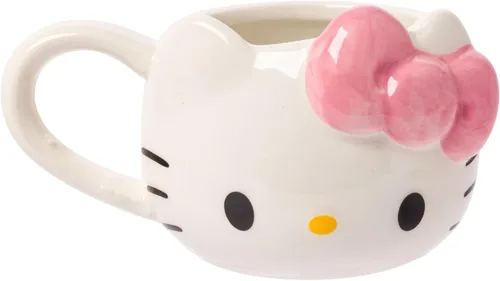 Miniatura 6 de Silver Buffalo Sanrio Hello Kitty Conjunto de 3 tazas de cerámica esculpidas en 3D con arcos de diferentes colores, con asas, perfectas como set