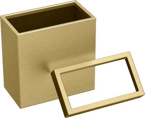 Miniatura 3 de Gatco Cubo de basura rectangular moderno, latón cepillado, cubo de basura de acero inoxidable con tapa extraíble, a prueba de fugas, capacidad de 3