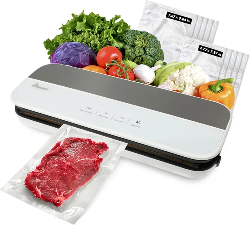 Máquina selladora al vacío, sellador automático de alimentos de sellado rápido, potente succión de 65 KPA con 4 modos (seco/húmedo/sellado/manual),