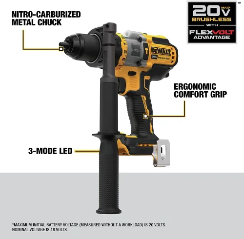 Miniatura 7 de DEWALT FLEXVOLT ADVANTAGE 20V MAX* Rotomartillo inalámbrico, 1/2 pulgada, herramienta sola (DCD999B)