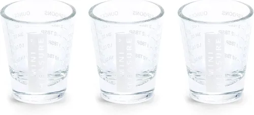 Miniatura 14 de Kolder Medida Mini de Vidrio Pesado, 20 Mediciones Incrementales Vaso de Chupito Medidor Multiusos para Líquido y Seco, Negro, Juego de 2