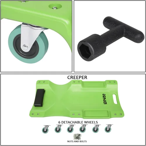 Miniatura 6 de DNA MOTORING Enredadera de perfil bajo de 40 pulgadas de plástico para taller de cochera con apoyacabezas acolchado, bandejas de herramientas y 6