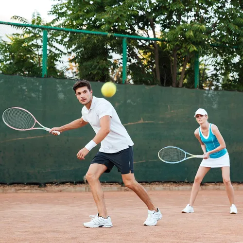 Miniatura 7 de OGEENIER Juego de 2 raquetas de tenis para adultos, 27 pulgadas preencordadas para principiantes, juego de raquetas de tenis de aluminio ligeras