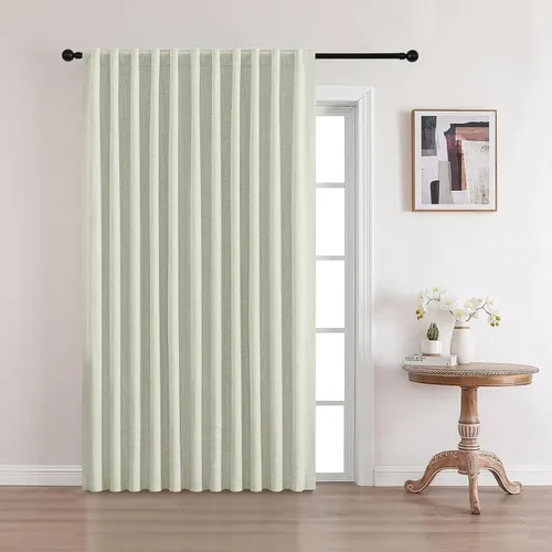 Miniatura 14 de CUCRAF Juego de 2 paneles de cortinas 100% opacas de lino de 84 pulgadas de largo, con pestaña trasera y bolsillo para barra para sala de estar
