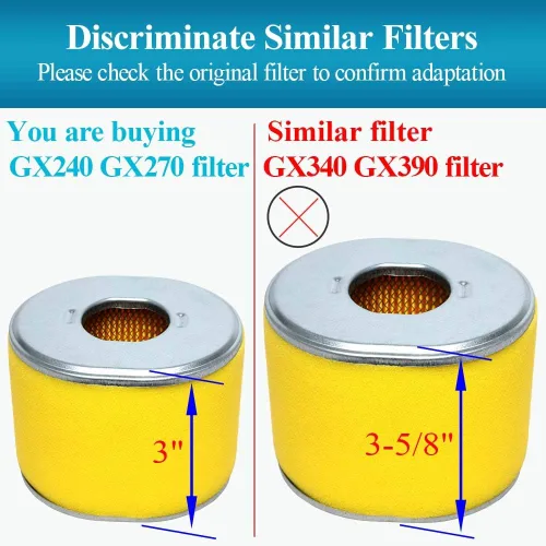 Miniatura 7 de HOODELL Paquete de 4 filtros de aire GX270 para motor Honda GX240 8HP GX 270 9HP, filtro de aire profesional EG3500X 17210-ZE2-505 17210-ZE2-822