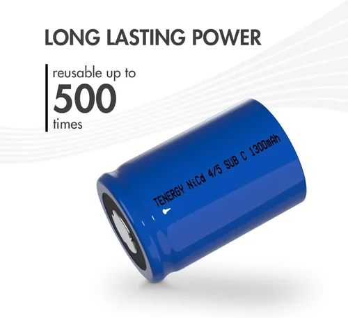 Miniatura 5 de Tenergy 4/5 SubC 1.2 voltios 1300mAh NiCD baterías recargables, paquete de 15
