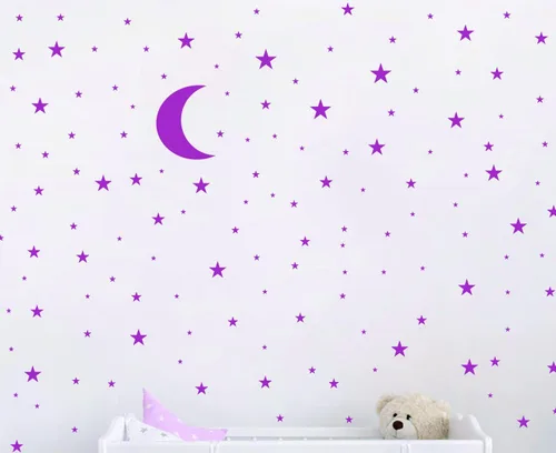 Miniatura 7 de Vinilo adhesivo de pared con diseño de luna y estrellas para niños y niñas, decoración de habitación de bebé, decoración de pared para el hogar