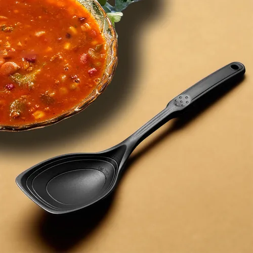 Miniatura 8 de Cuchara de cocina grande de silicona, juego de cuchara sólida antiadherente con tazón profundo y marca de medición para mezclar, servir, escurrir