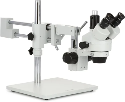 Miniatura 3 de AmScope Microscopio de zoom estéreo trinocular profesional SM-4T, oculares WH10x, aumento 7X-45X, objetivo de zoom 0.7X-4.5X, iluminación ambiental