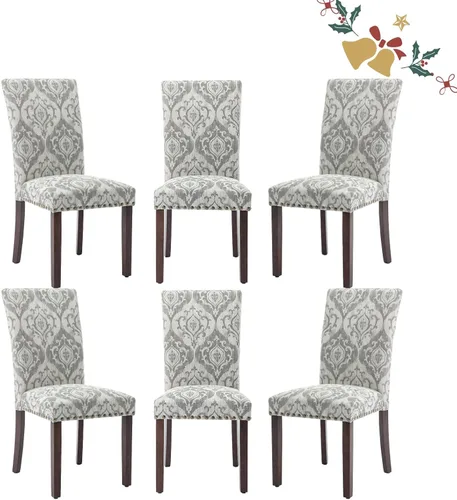 Miniatura 36 de Juego de 2 sillas de comedor Parsons, sillas tapizadas con cabeza de clavo para comedor y cocina con cojines gruesos y patas de madera, verde