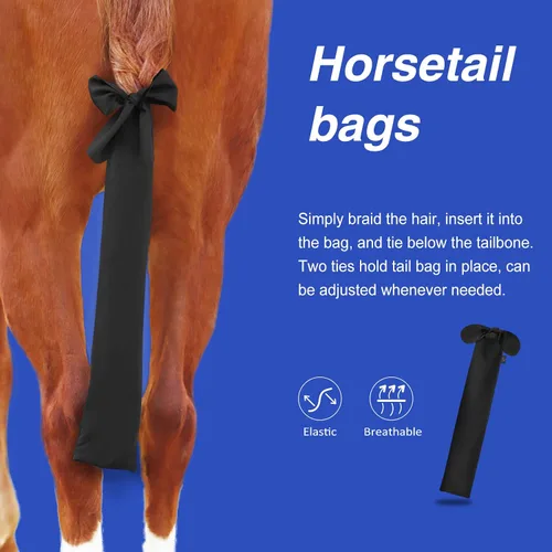 Miniatura 4 de Harrison Howard Bolsa de Cola Elástica Transpirable Protector de Cola de Caballo Diseño Deslizable Protege la Cola del Caballo Correas de Cierre