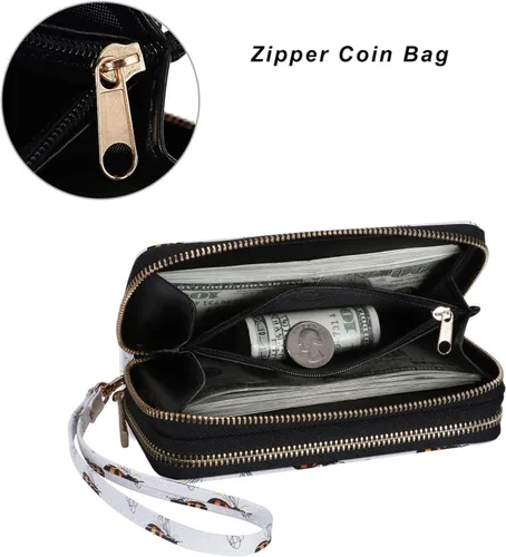 Miniatura 3 de HAWEE Cartera con cremallera doble para mujer, bolso de mano con soporte para teléfono celular para teléfono inteligente, tarjeta, moneda, efectivo