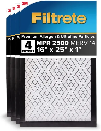 Filtrete - Filtro de aire para aire acondicionado y calefactor, 16 x 25 x 1 pulgadas, MERV 14, MPR 2500, alérgenos de alto rendimiento premium,