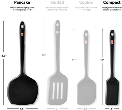 Miniatura 5 de DI ORO - Juego de espátulas de silicona para utensilios de cocina antiadherentes, utensilios de cocina para voltear huevos y panqueques, resistentes