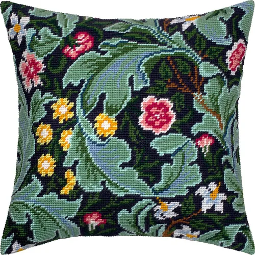 Miniatura 5 de Kit de punto de cruz estampado floral para adultos y principiantes - Acanthus de William Morris de 16 × 16 pulgadas con diseño impreso claro