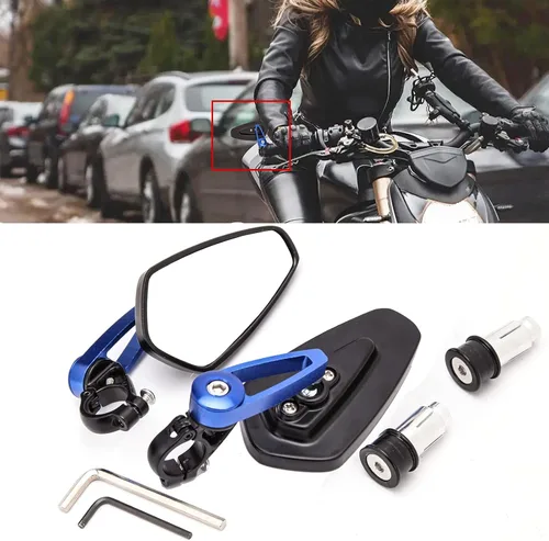 Miniatura 9 de Espejos retrovisores negros de 7/8" para extremo de manillar de motocicleta, CNC, compatibles con Honda GROM MXS125 CB500F, Yamaha MT-03 MT-07 FZ-07